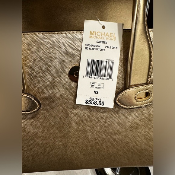 NWT-Michael Kors Carmen Medium Metallic Belted Satchel - Picture 5 of 5